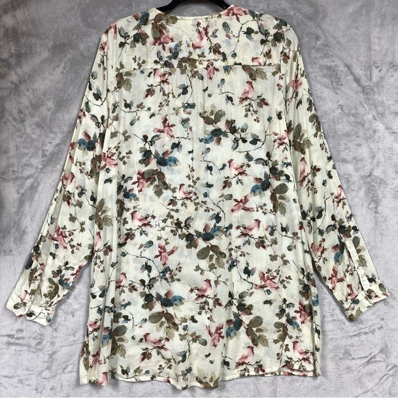 J. Jill Floral Popover Tunic Top Size M Tall Lightweight - Picture 4 of 8